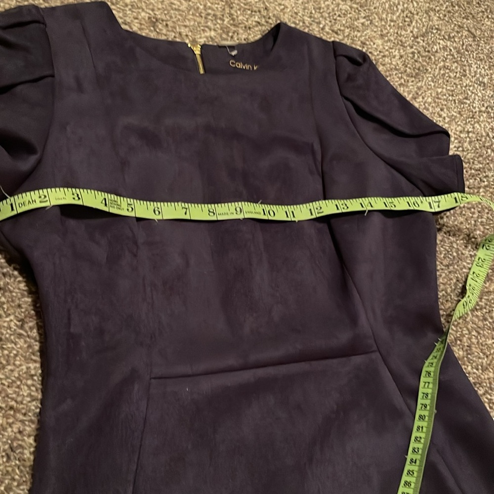 Calvin Klein women’s tulip sleeved suede navy above the knee sheath dress size 8 - Picture 10 of 11